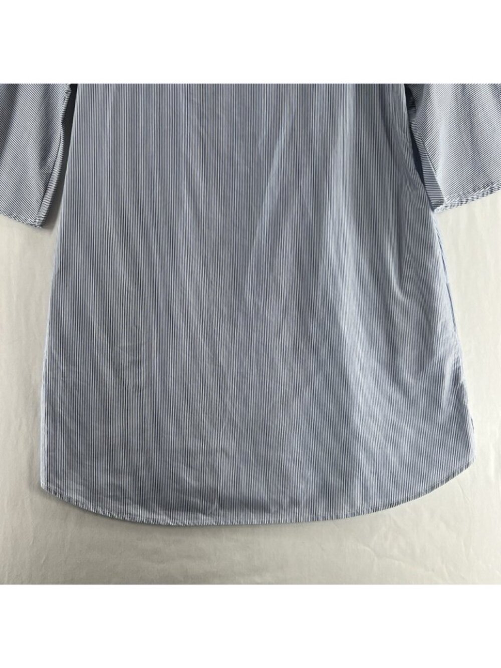 Joes Jeans Shirt Dress Women L Bell Sleeve Button Up Collared Striped Blue White - Picture 14 of 14